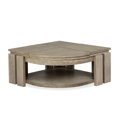 Conrad - Pie Shaped Lift Top Cocktail Table With Casters - Stone Harbor Gray