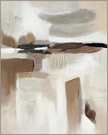 Browns and Blacks - Hand-painted Canvas in Frame - Beige
