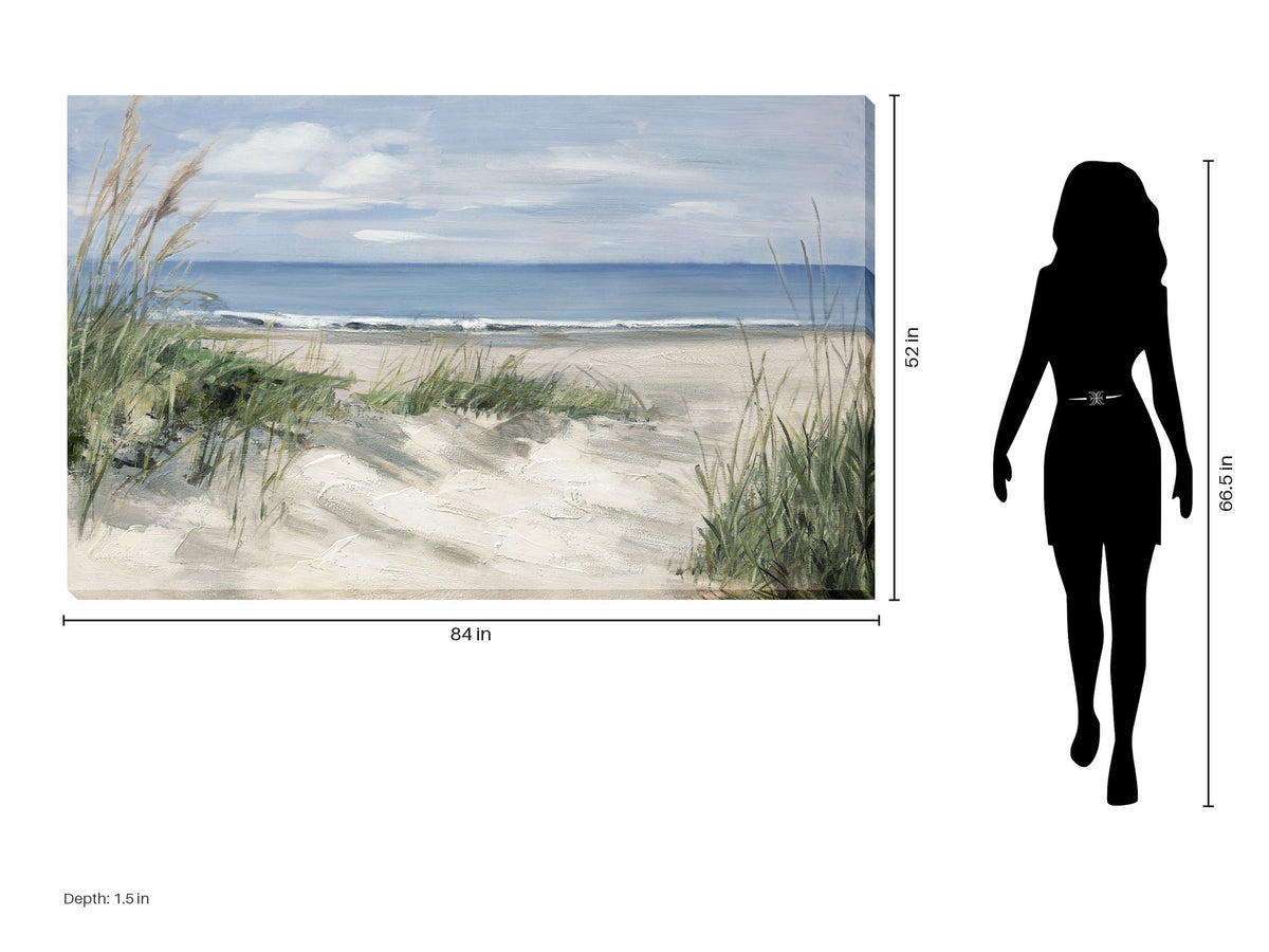 Dune Grass Outlook - 84 X 52 - Hand-Embellished Wrapped Canvas - Blue