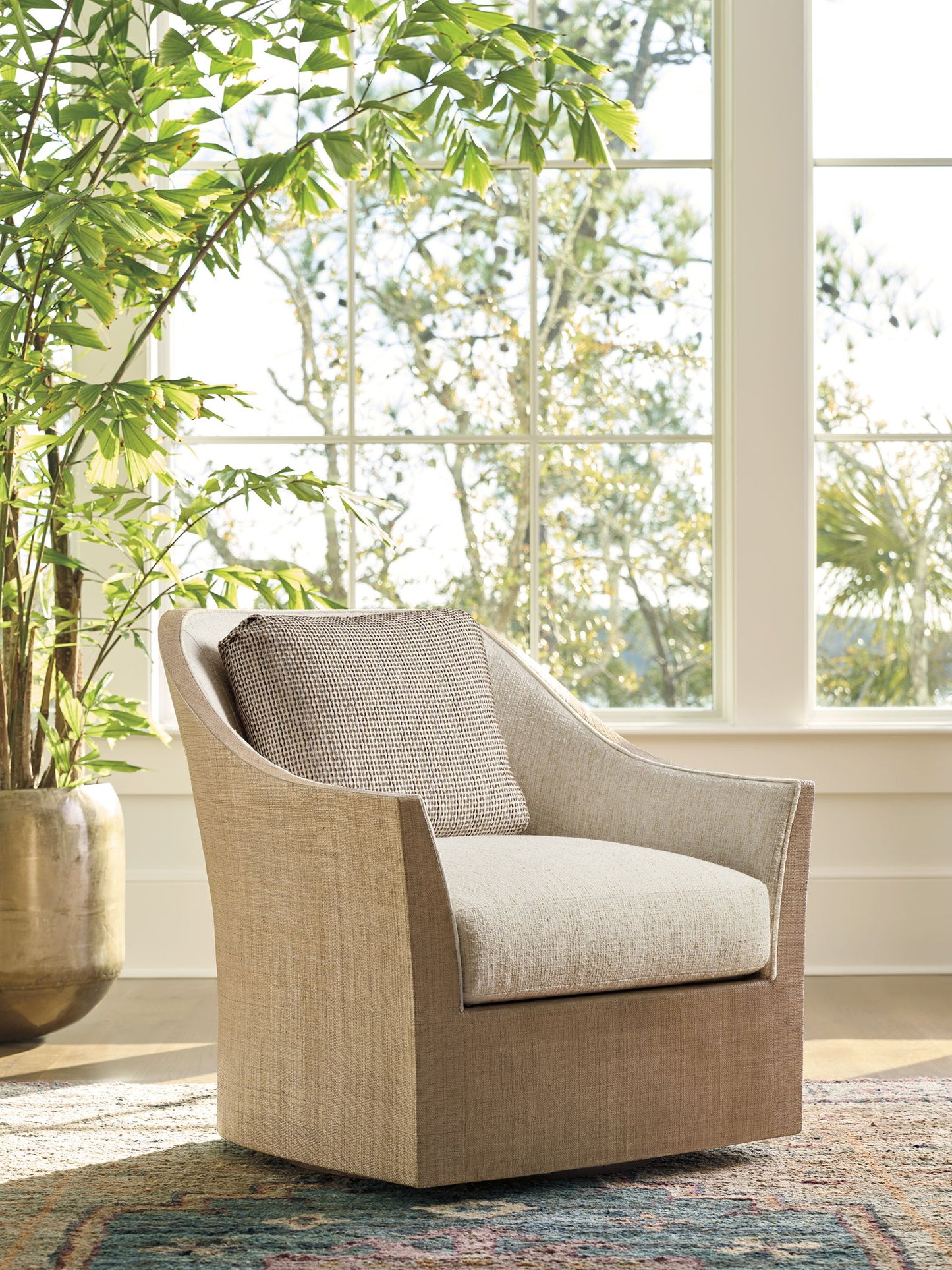 Key Biscayne - South Pointe Swivel Chair - Light Brown / Beige
