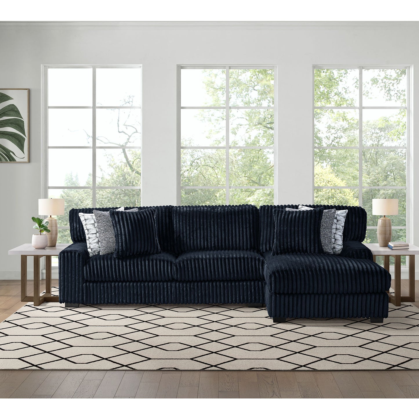 Nightfall - LHF Loveseat With 4 Pillows 20" (2 Winkin Walnut, 2 Nod Walnut) - Grand Cord Black