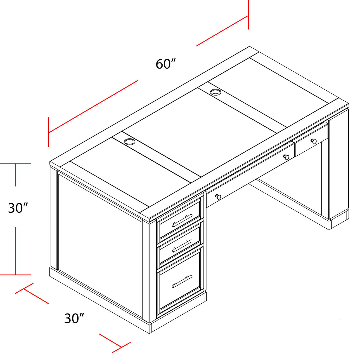 Catalina - Writing Desk With Power Center And USB - Cottage White