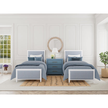 Rosalie - Twin Upholstered Footboard - Blue / White