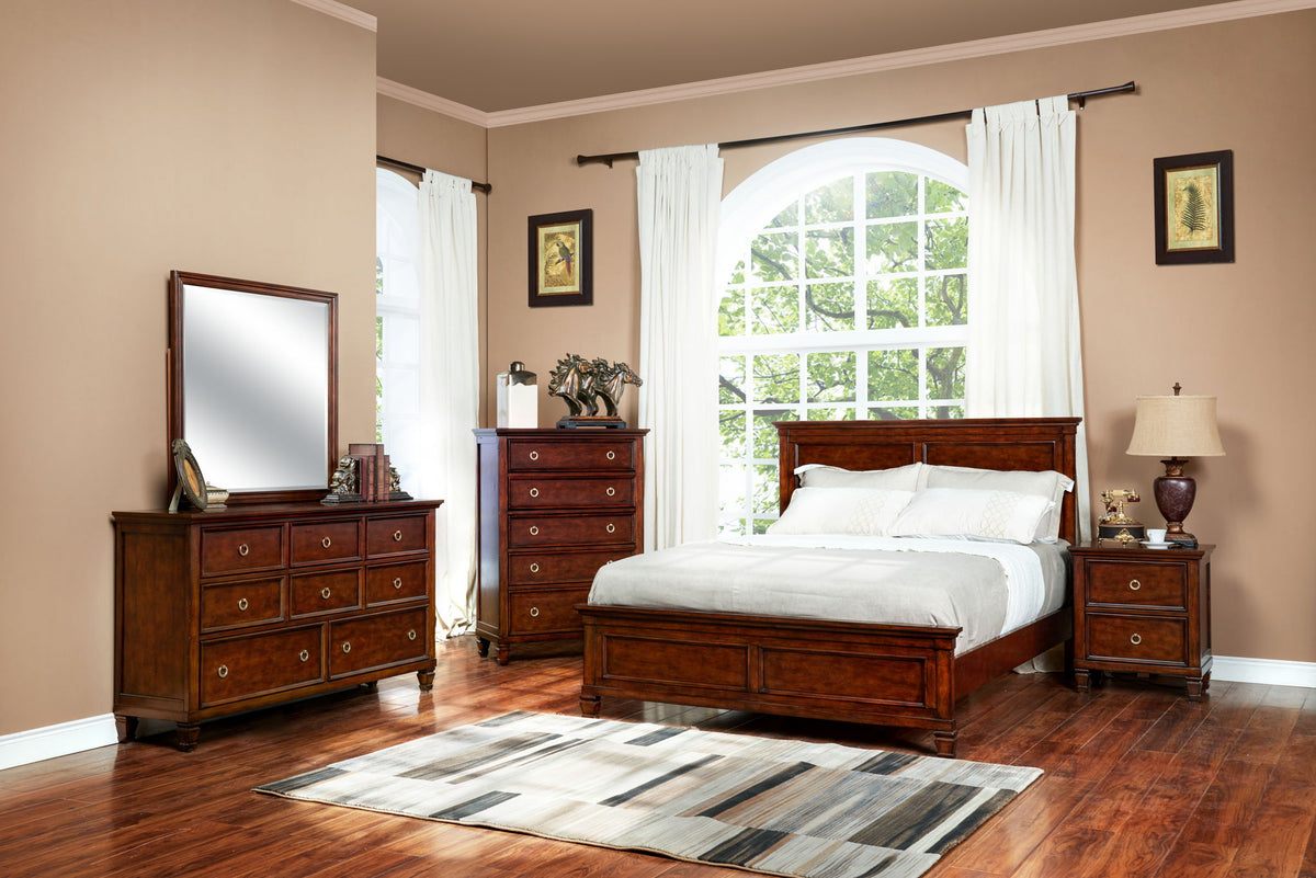 Tamarack - 5/0 Queen Headboard, Footboard & Slats - Brown Cherry