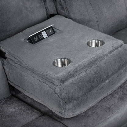 Teddy - LAF Sofa With Power Headrest & Footrest - Gray