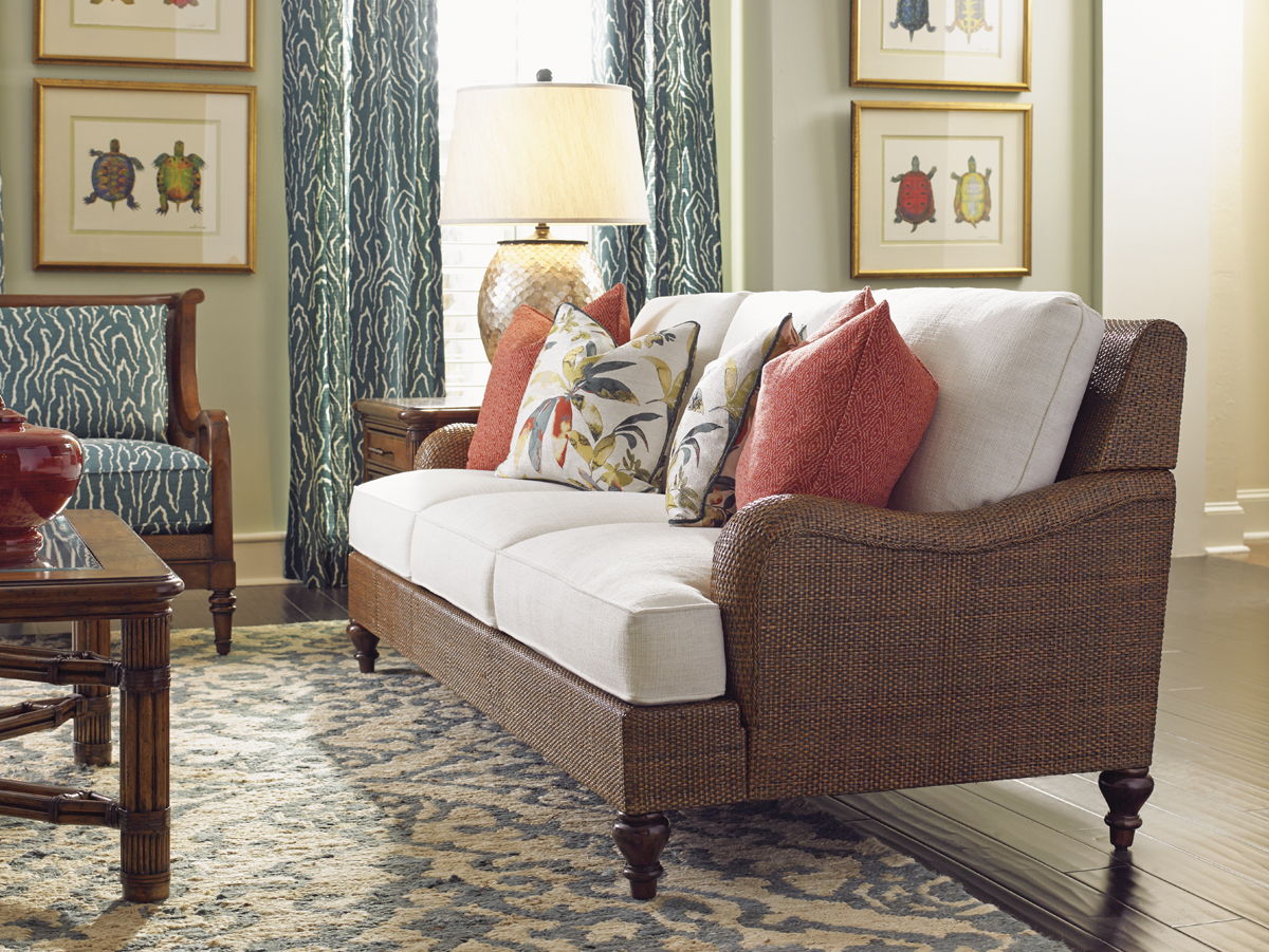 Bali Hai - Harborside Sofa - Dark Brown / White