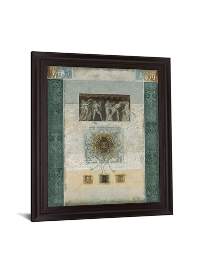 Verdant Fresco Geometry - 28" x 34" Framed Wall Art - Beige