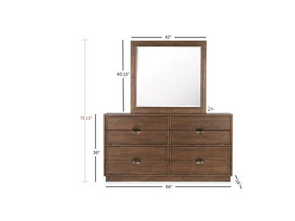 Selena - Double Drawer Dresser With Landscape Mirror - Brown