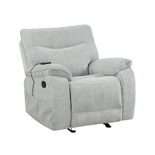 Chablis - Glider Recliner With Heat And Massage - Mist Gray