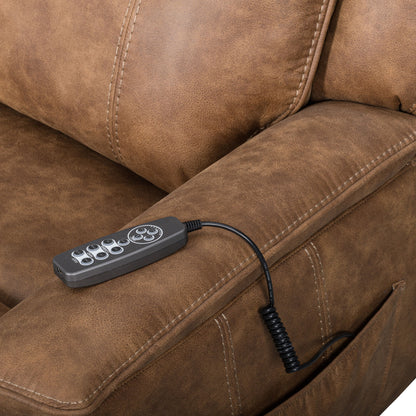 Kyra - LAF Recliner With Power Headrest, Footrest, Massage, Heat - Saddle