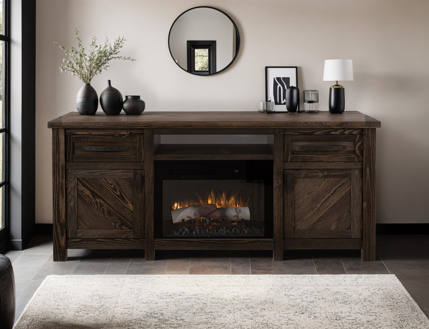 26" Electric Fireplace - Black / Cristal