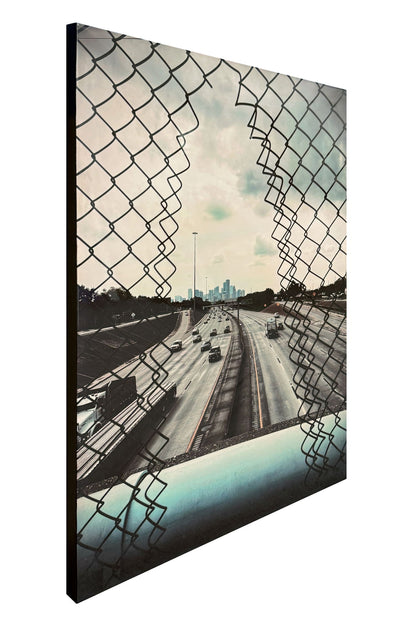 Beyond The Wire - 32 X 48 - High Gloss Wrapped Canvas - Gray