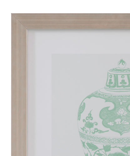 Mint Vases Framed Print (Set of 4) - Green / Beige