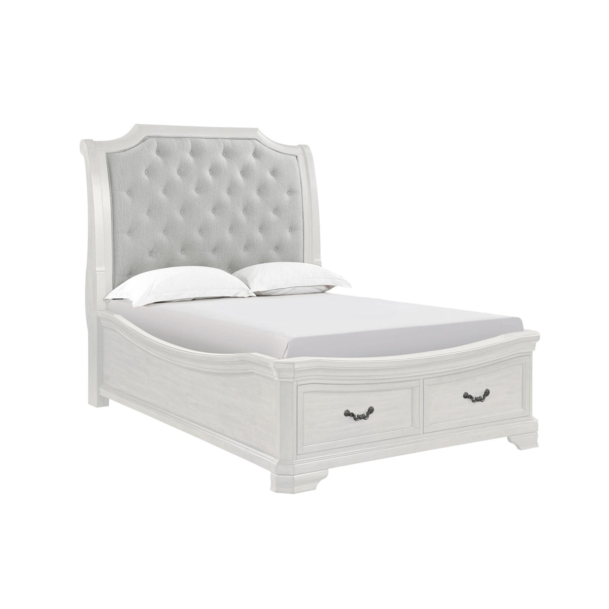 Lyndhurst - 5''0" Queen Storage Footboard & Slats - Vintage White