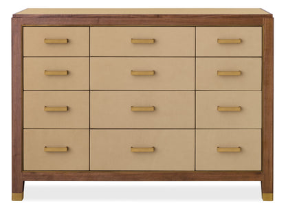Melange - Zurich Accent Drawer Chest - Beige / Medium Walnut