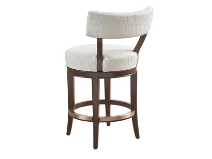Rendezvous - Giles Upholstered Swivel Counter Stool - Dark Brown / Beige