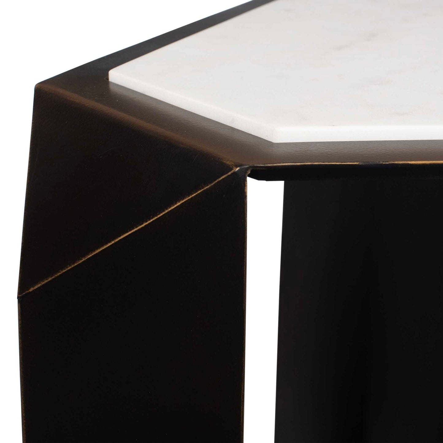 Keenan - Geometric Accent Table - Bronze / White