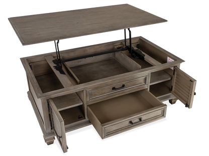 Lancaster - Lift Top Storage Cocktail Table (With Casters) - Dove Tail Gray