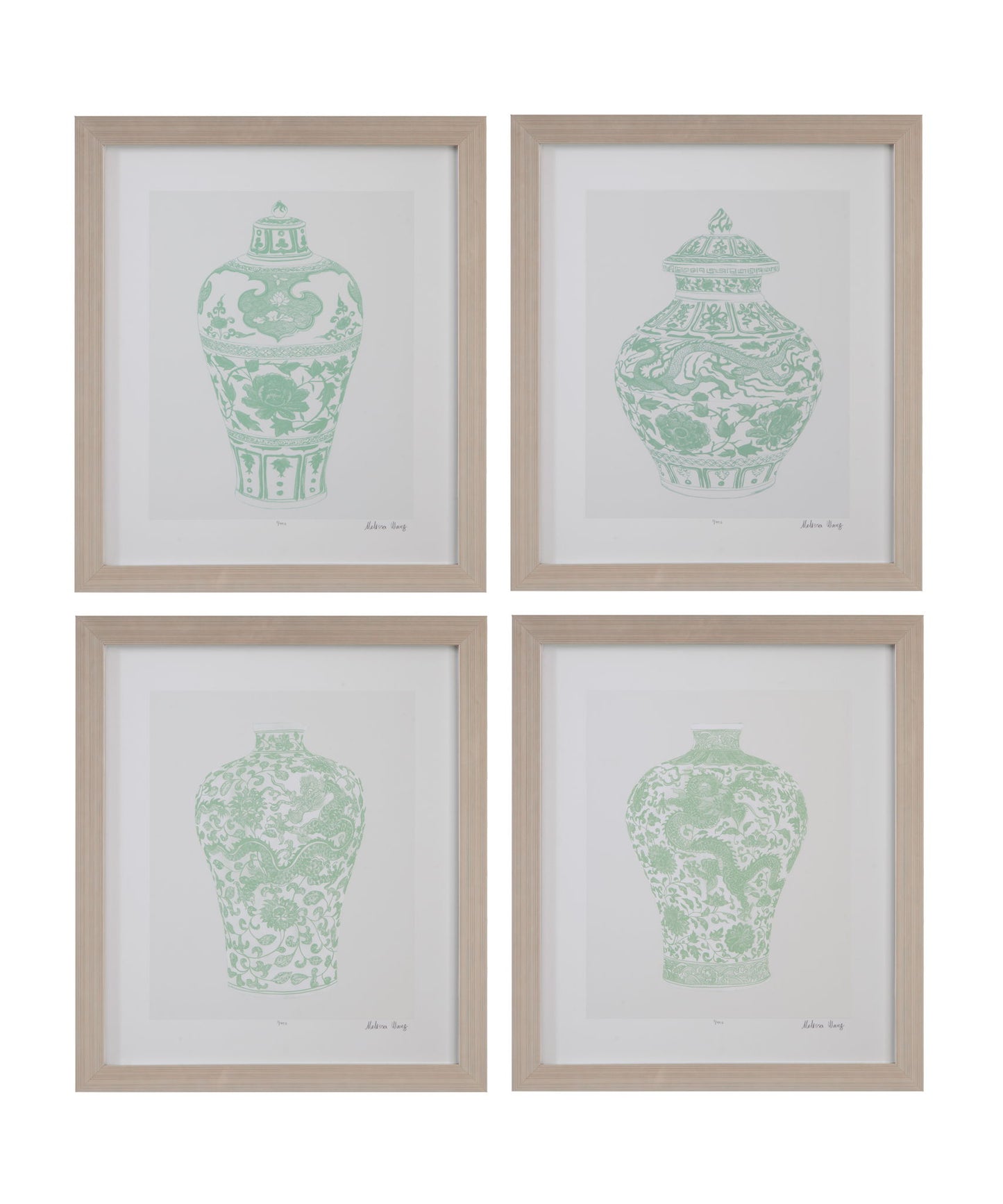Mint Vases II Framed Print - Green / Beige