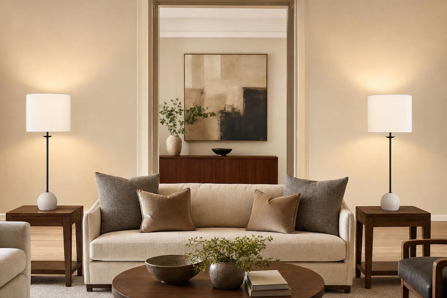 "Urban Sphere" Concrete Buffet Lamp (Set of 2) - Concrete/Matte Black