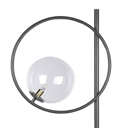 "Glass Orbs" Metal Floor Lamp - Matte Black / Soft Gold / Clear