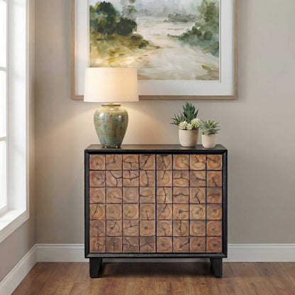 Muestra - Wood Grain 2 Door Cabinet - Black / Woodtone