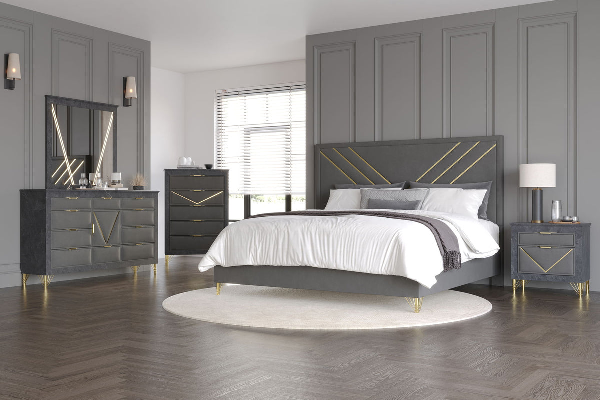 Symmetry - Western King Headboard, Footboard & Slat Kit - Charcoal