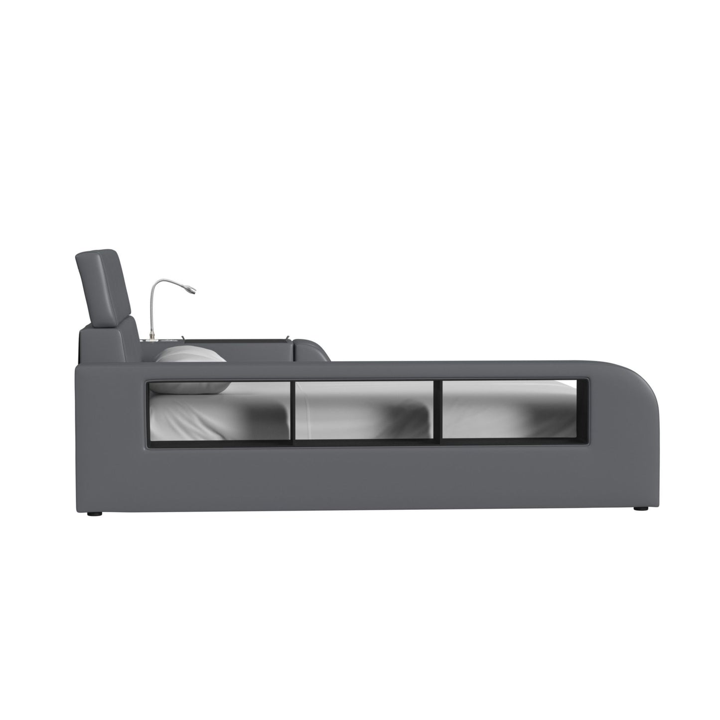 Valari - Side PU Bookcase - Gray