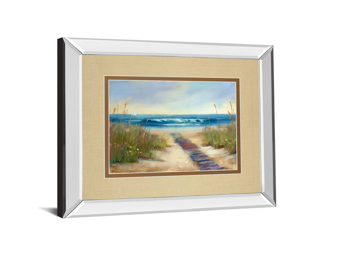 Serenity Il By Karen Marguliss - Mirror Framed Print Wall Art - Beige
