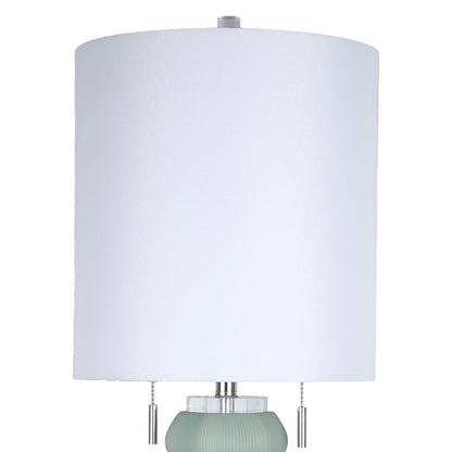 Oceanic Wave Glass & Crystal Table Lamp (Set of 2) - Mist Blue / Clear Crystal