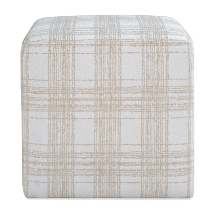 Joie - Porcelain Plaid Ottoman - White