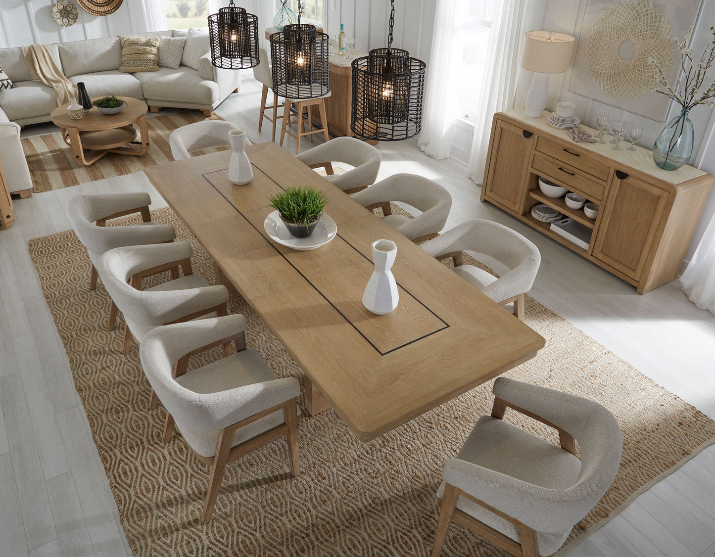 Escape - Dining Barrel Dining Chair (Set of 2) - Glazed Natural Oak / Mirage Mist