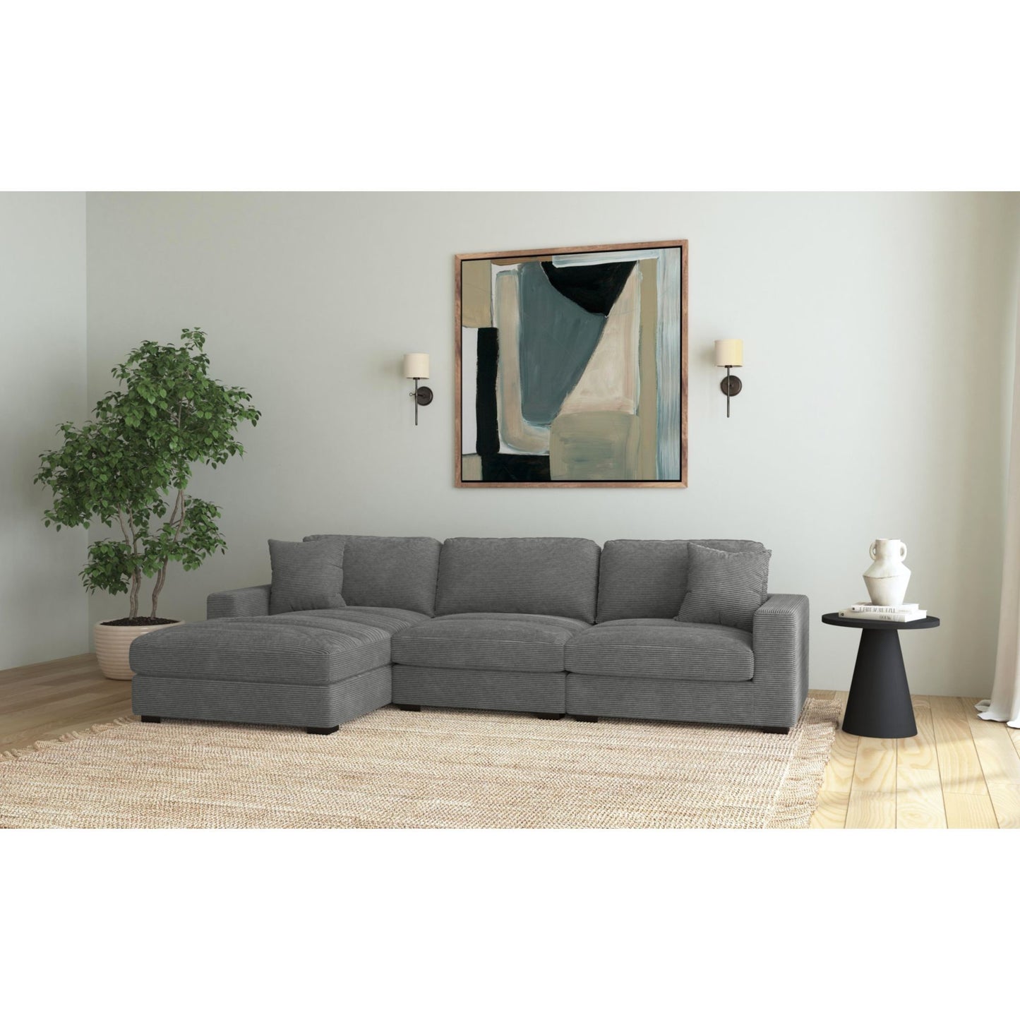 Arizona - Modular LHF Chaise With 1 Pillow 20" - Steno Charcoal