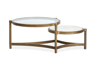 Cassidy - Shaped Cocktail Table - Aged Brass And Volakas Classic