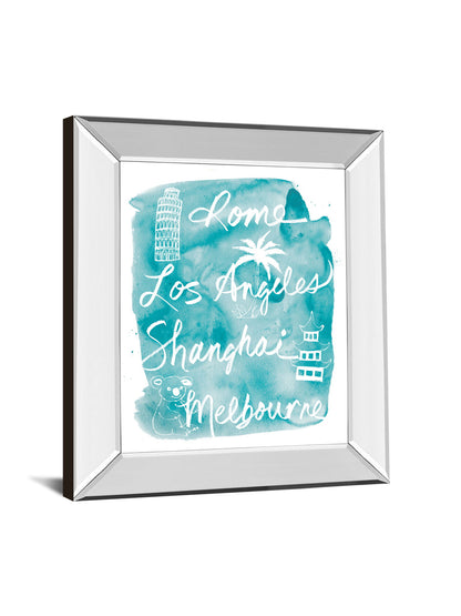 Sightseeing Il By Lottie Fontaine - Mirror Framed Print Wall Art - Light Blue