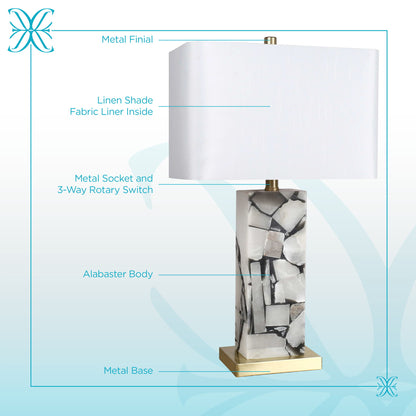 "Alabaster Mosaic" Alabaster Table Lamp (Set of 2) - Alabaster / Soft Gold