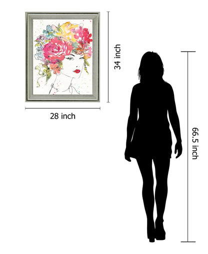 Whimsical Bloom Portrait - 28" x 34" Framed Wall Art - Pink