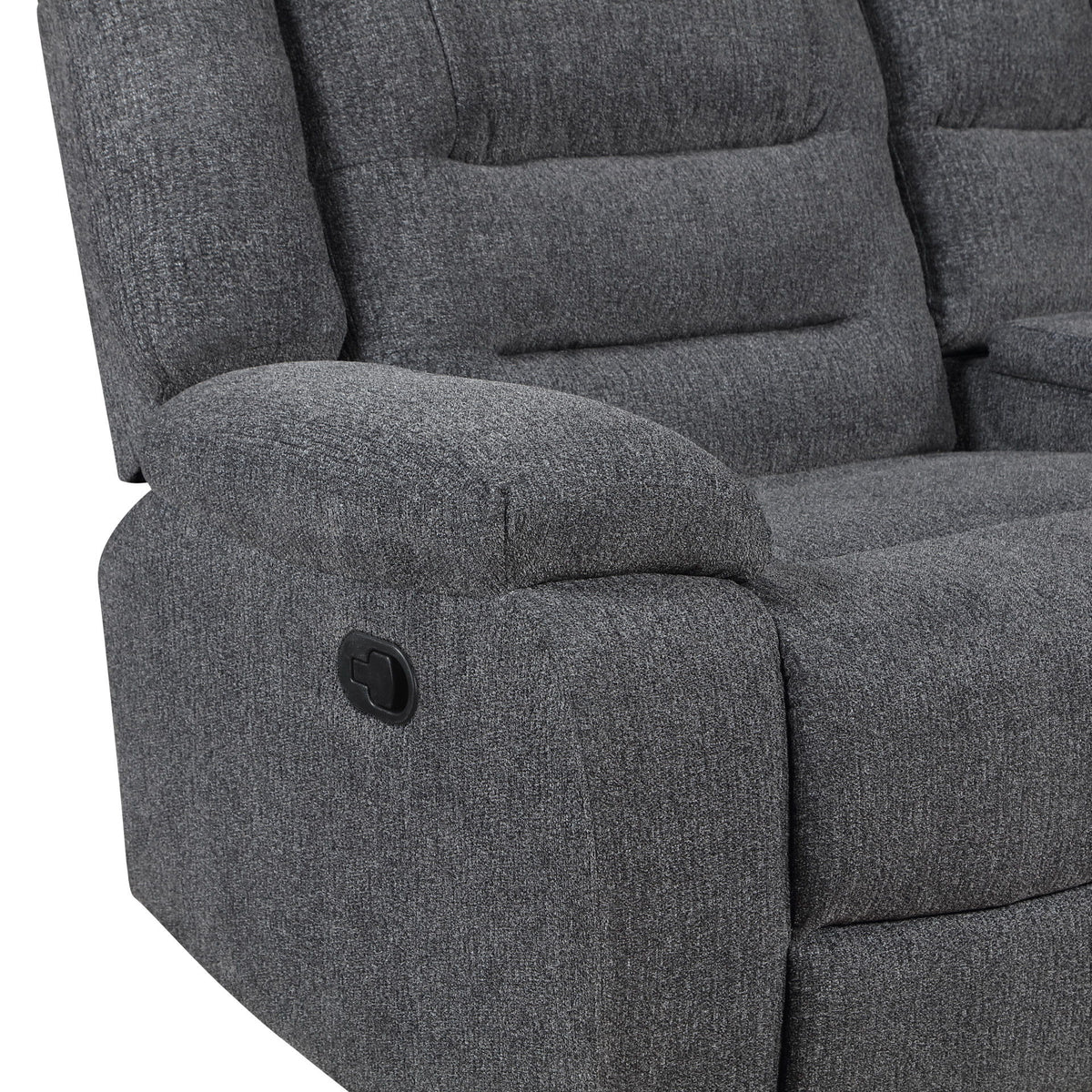 Redondo - LAF Console Loveseat With 2 Recliners - Dark Gray