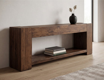 Natural Teca - Console 94" Electric Fireplace Compatible - Brown
