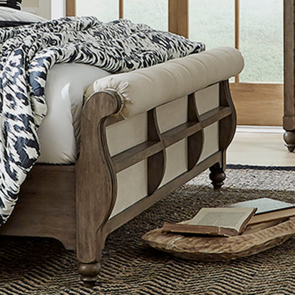 Americana Farmhouse - Queen Upholstered Sleigh Footboard - Dusty Taupe