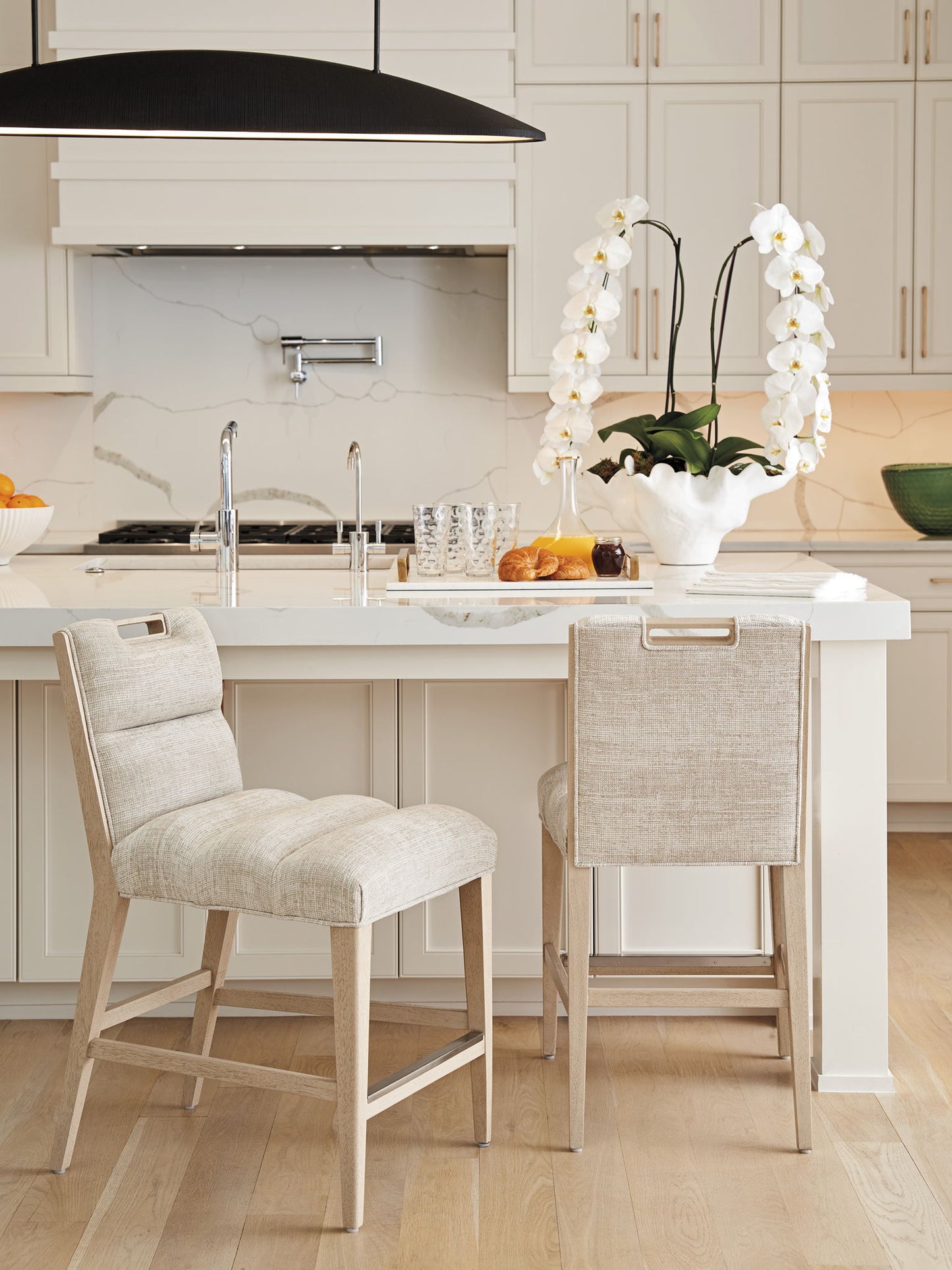 Sunset Key - Greer Channeled Upholstered Bar Stool