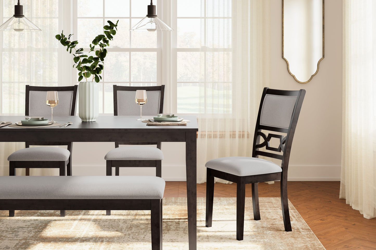 Langwest - Dining Room Table Set (Set of 6) - Brown