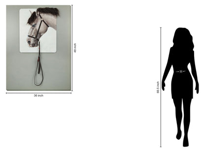 "Equine Elegance" Hand-Painted Canvas With Hair - White / Gray / Black
