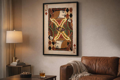 Royal Card III Hand-Embellished LED Canvas In Frame - Black / Red