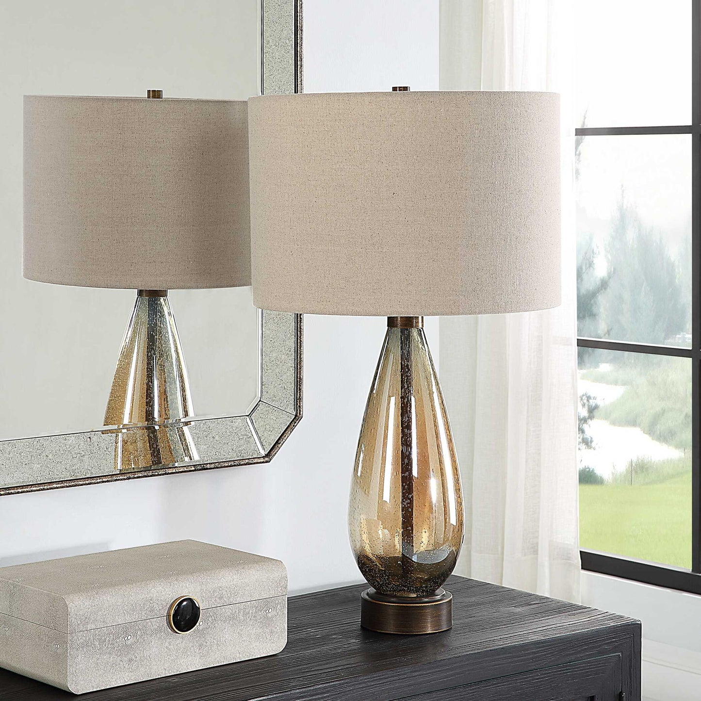 Baltic - Teardrop Glass Table Lamp - Dark Brown