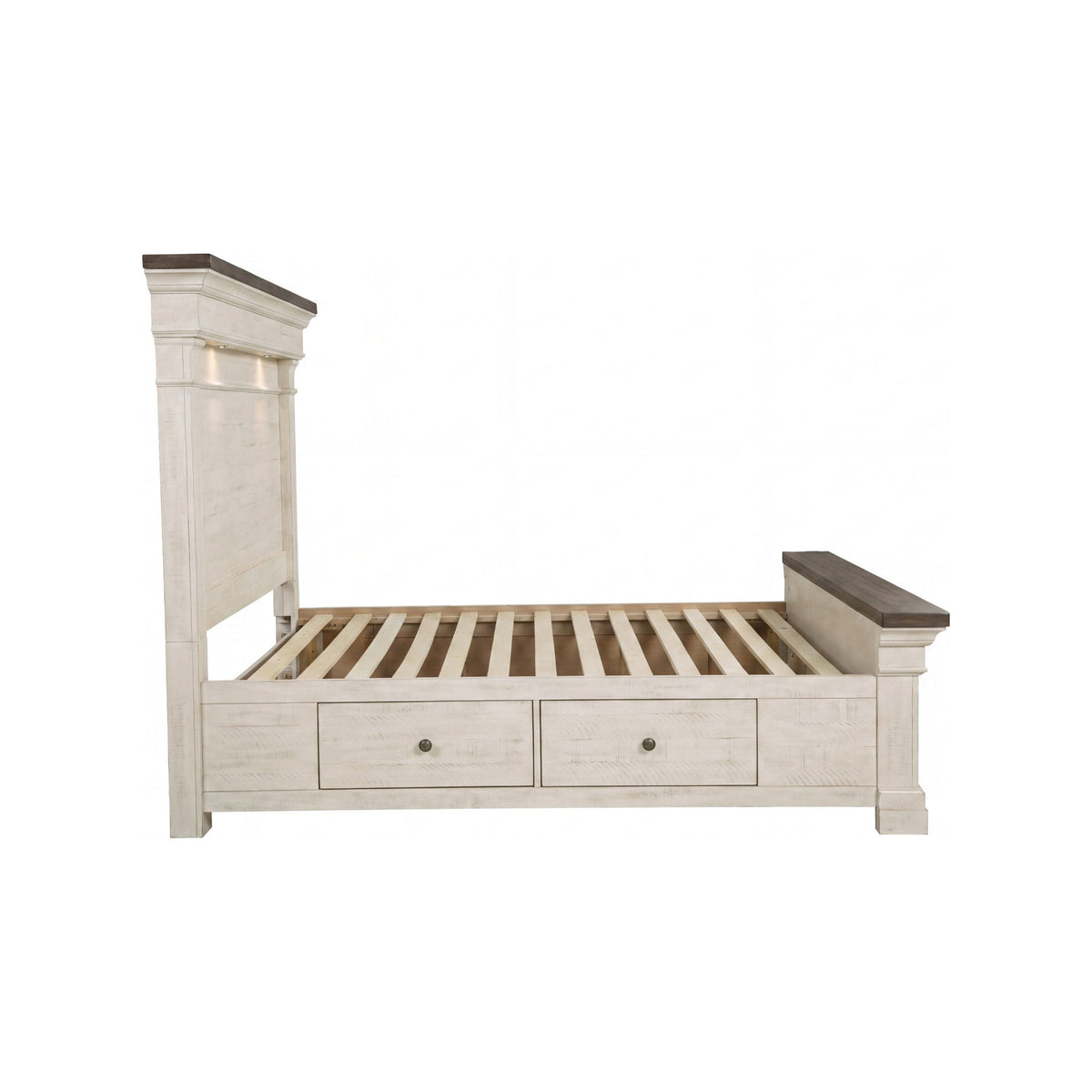 Augusta - 5/0-6/6 Queen/King Storage Side Rails - Rustic White