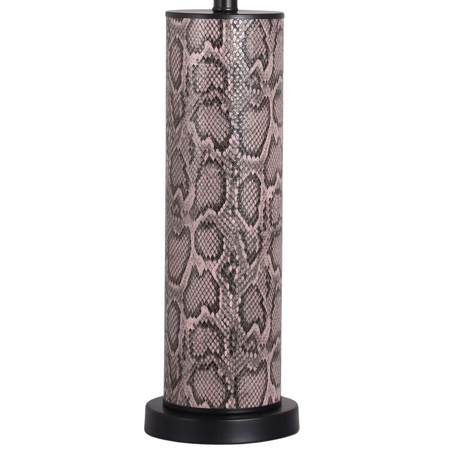 "Serpent Elegance" Faux Leather Table Lamp With Metal Base (Set of 2) - Snake Skin / Asb Gray