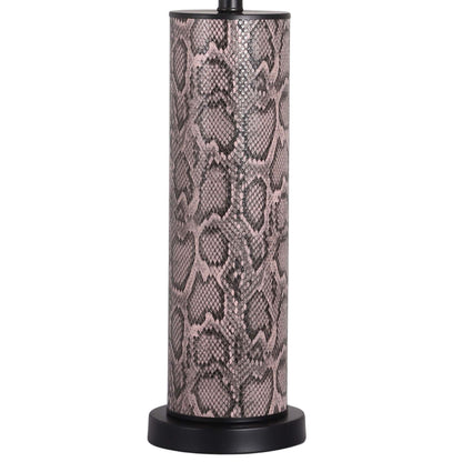 "Serpent Elegance" Faux Leather Table Lamp With Metal Base (Set of 2) - Snake Skin / Asb Gray