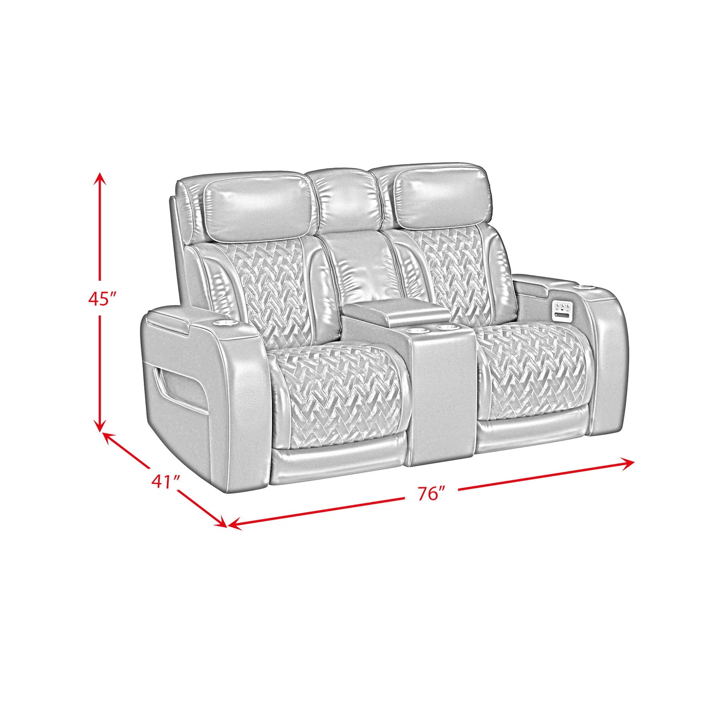 Prime Time - P3 Loveseat With LED, Wireless Charger Pocket, And Console