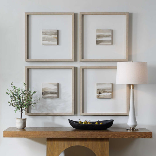 Studying Sepia - Hand Painted Canvases (Set of 4) - Light Brown